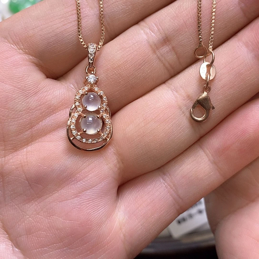 翡翠银S925镶嵌颈饰蛋面吊坠