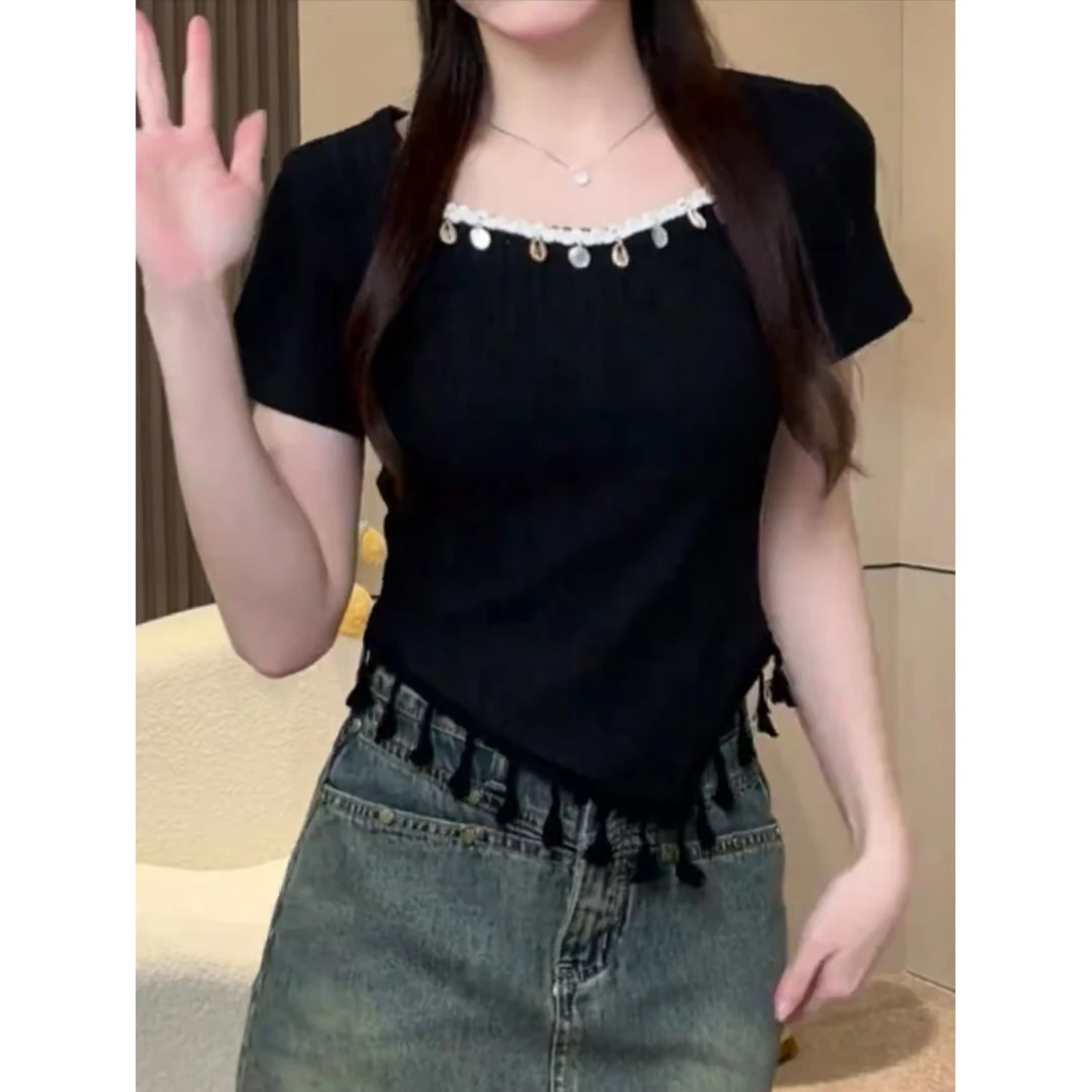 韩系复古半开领长袖t恤女春季穿搭纯欲风修身高级小众不撞款上衣