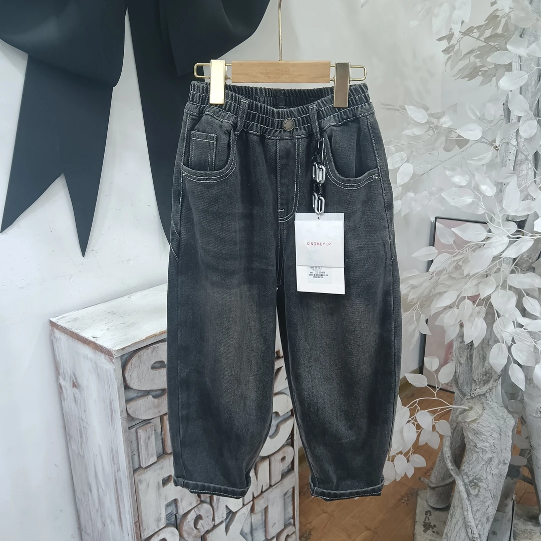 AA376烟灰色春秋牛仔裤