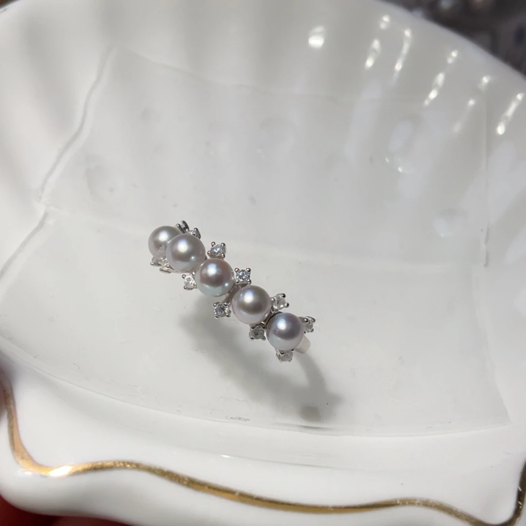 戒指银S925镶嵌海水珍珠