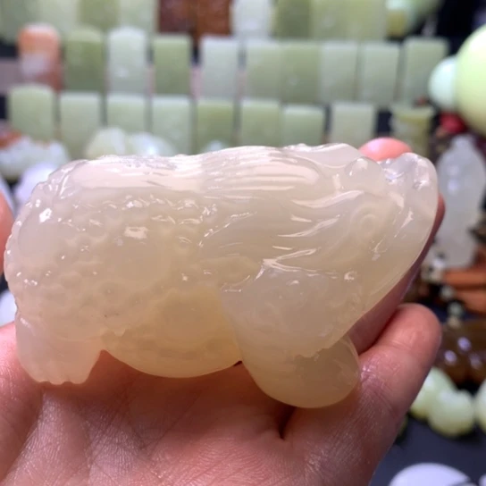 石材方解石手把件