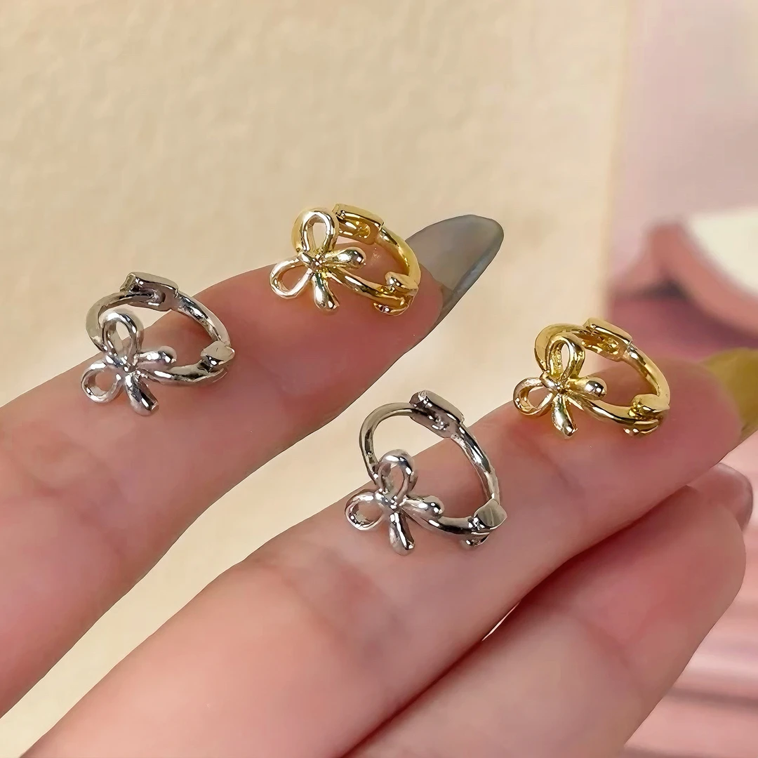 铜合金耳饰 蝴蝶结耳骨钉耳环女耳钉耳圈高级感耳饰新款耳扣