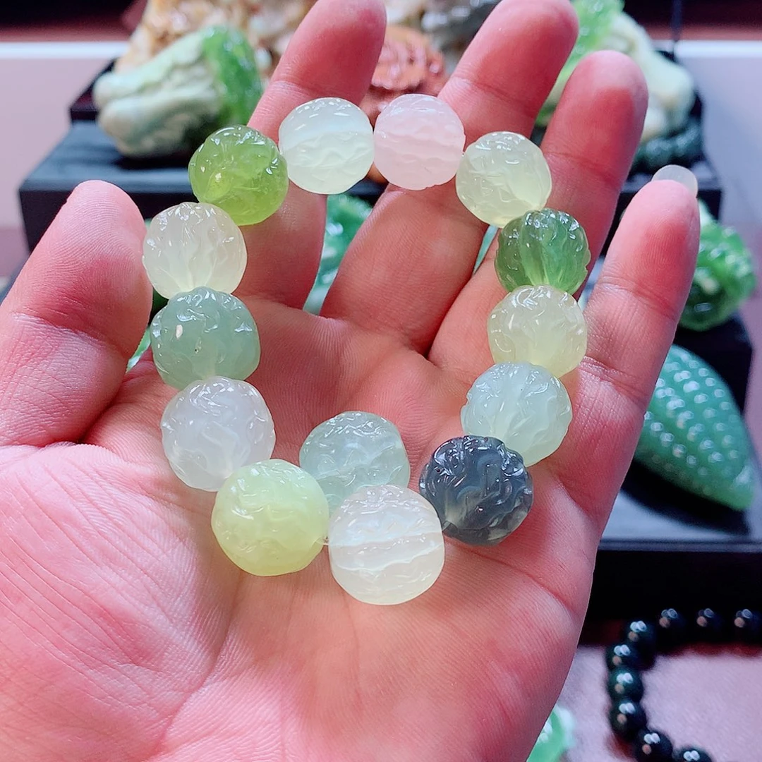 蛇纹石玉手串未镶嵌用****5