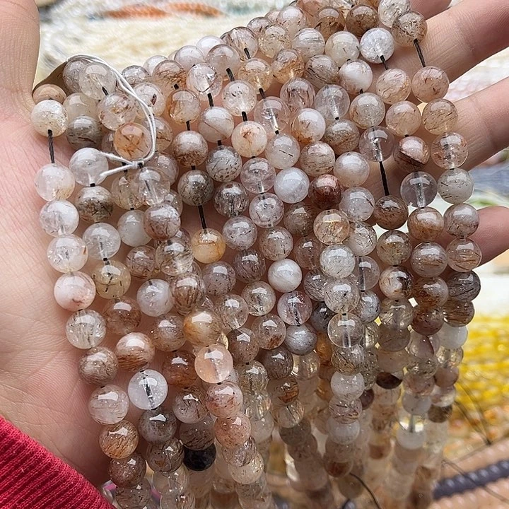 玛瑙/玉髓珠宝半成品未镶嵌一条8mm左右黑晶超七