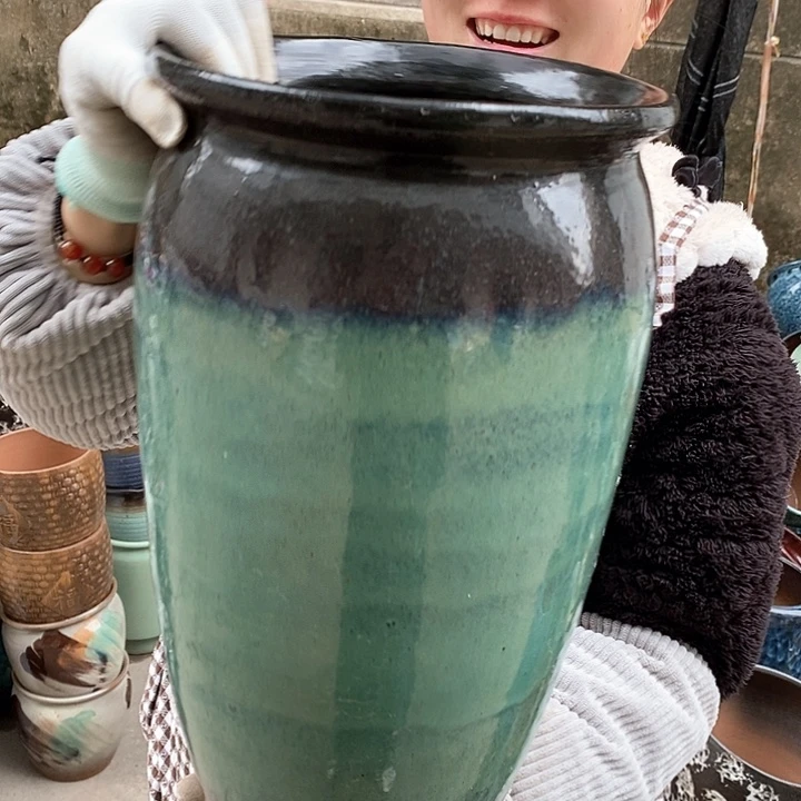 紫砂花盆瑕疵口22高37瑕疵