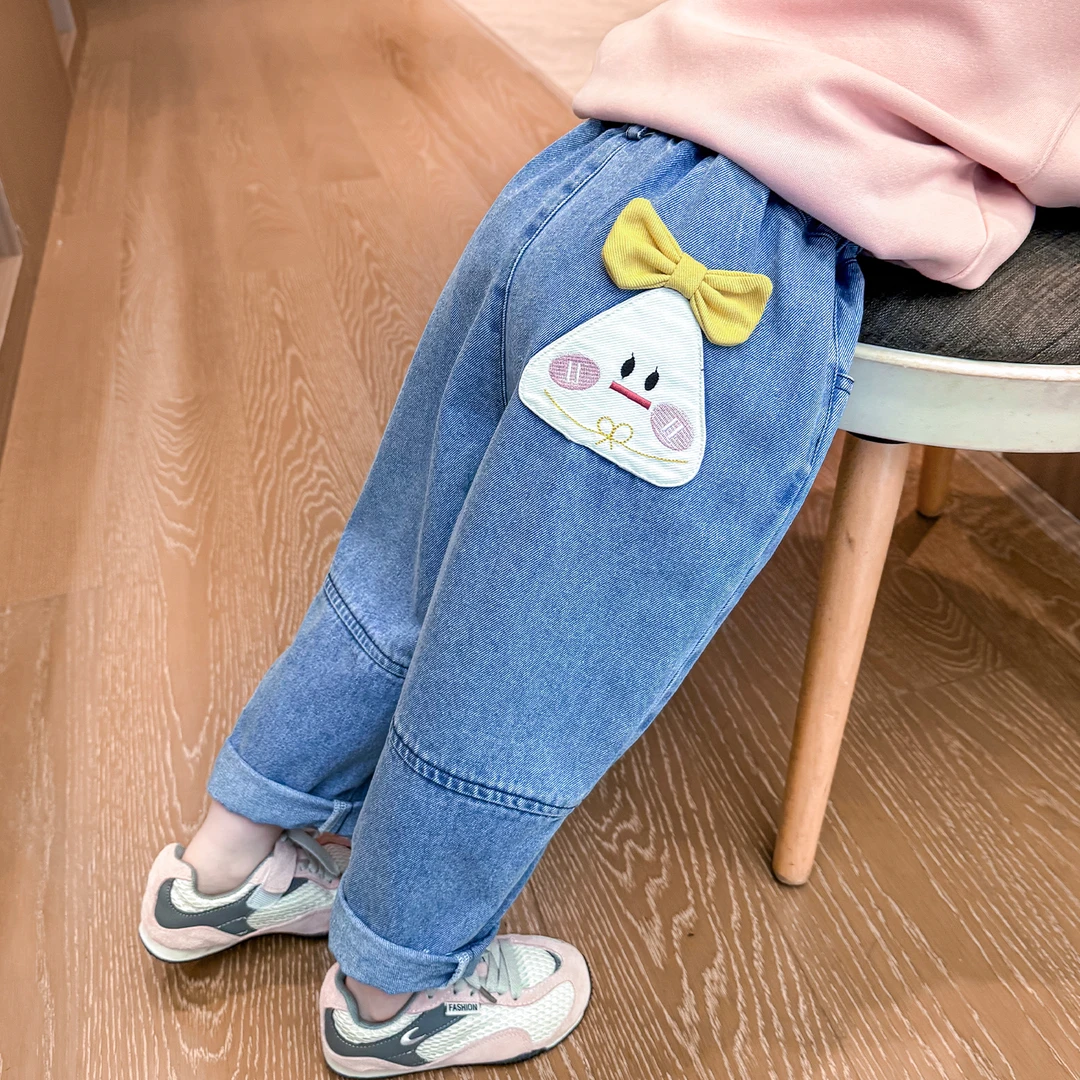 女童牛仔裤春秋款2025新款洋气春秋季外穿小女孩宝宝儿童老爹裤子