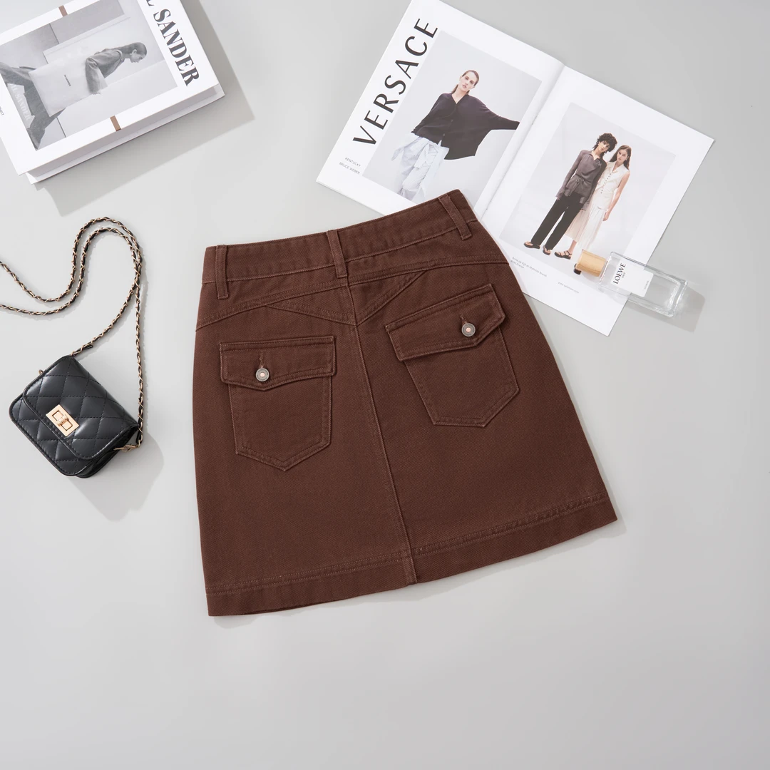 薄款高腰成人百搭潮流拉链秋季中裙短裙半身裙女