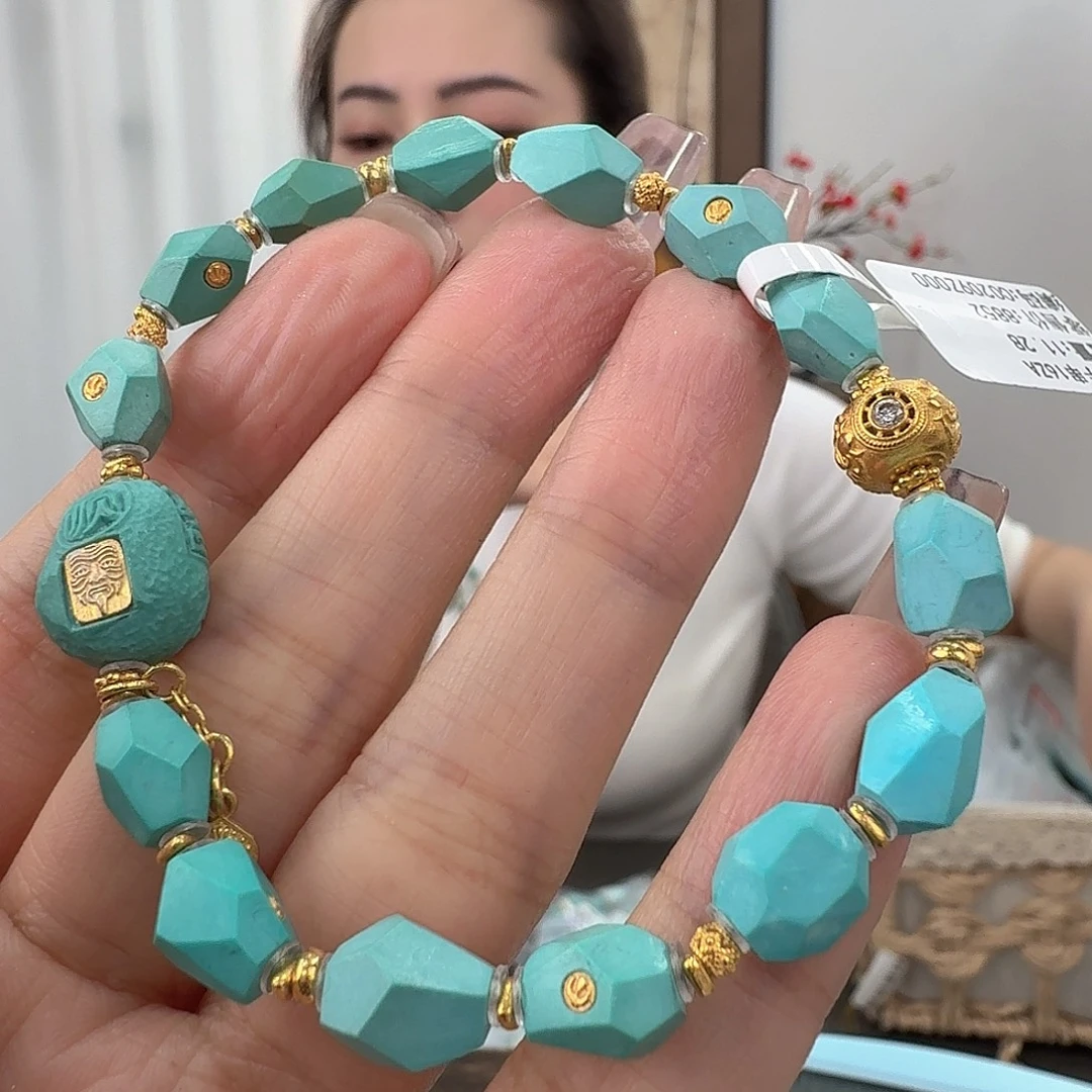 绿松石18K金镶嵌珠宝奇石