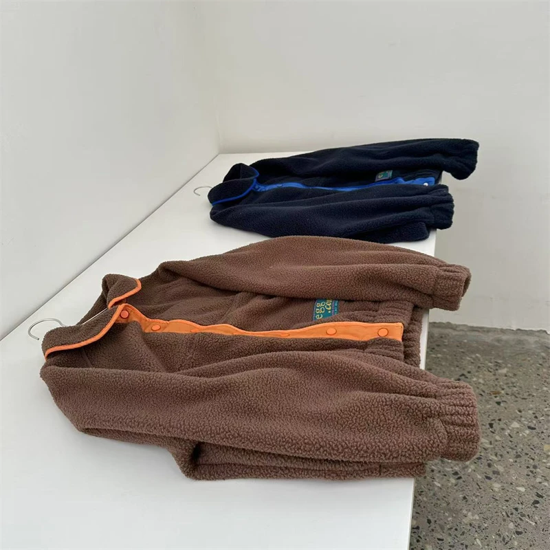 清撞色翻领颗粒绒外套    NO.退NO.换