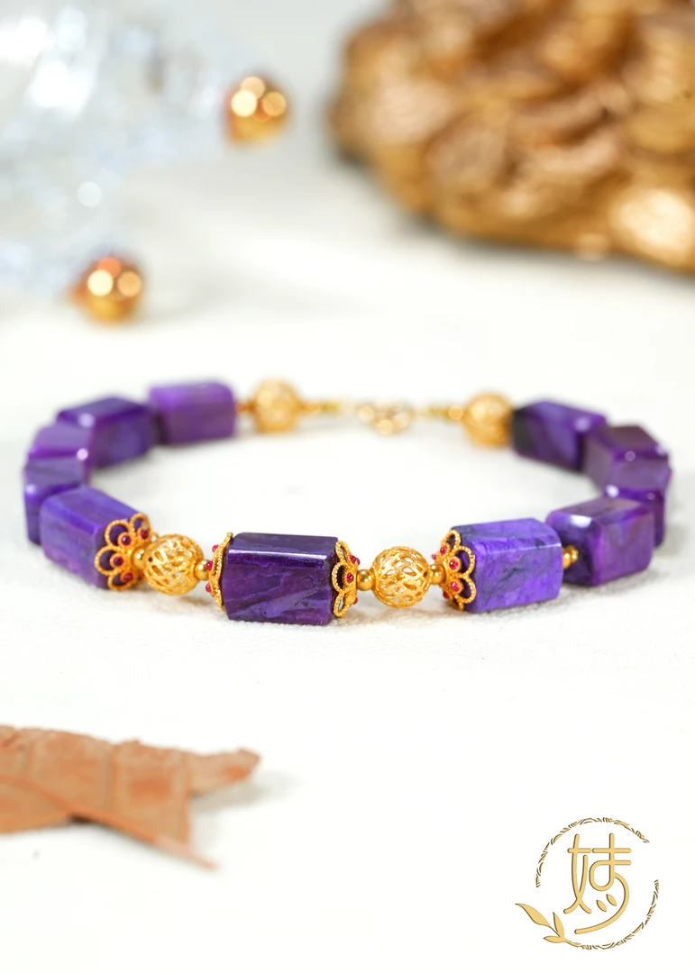 【婧婧精选】臻品 · 18K金dw紫舒俱来四棱桶珠DIY手串