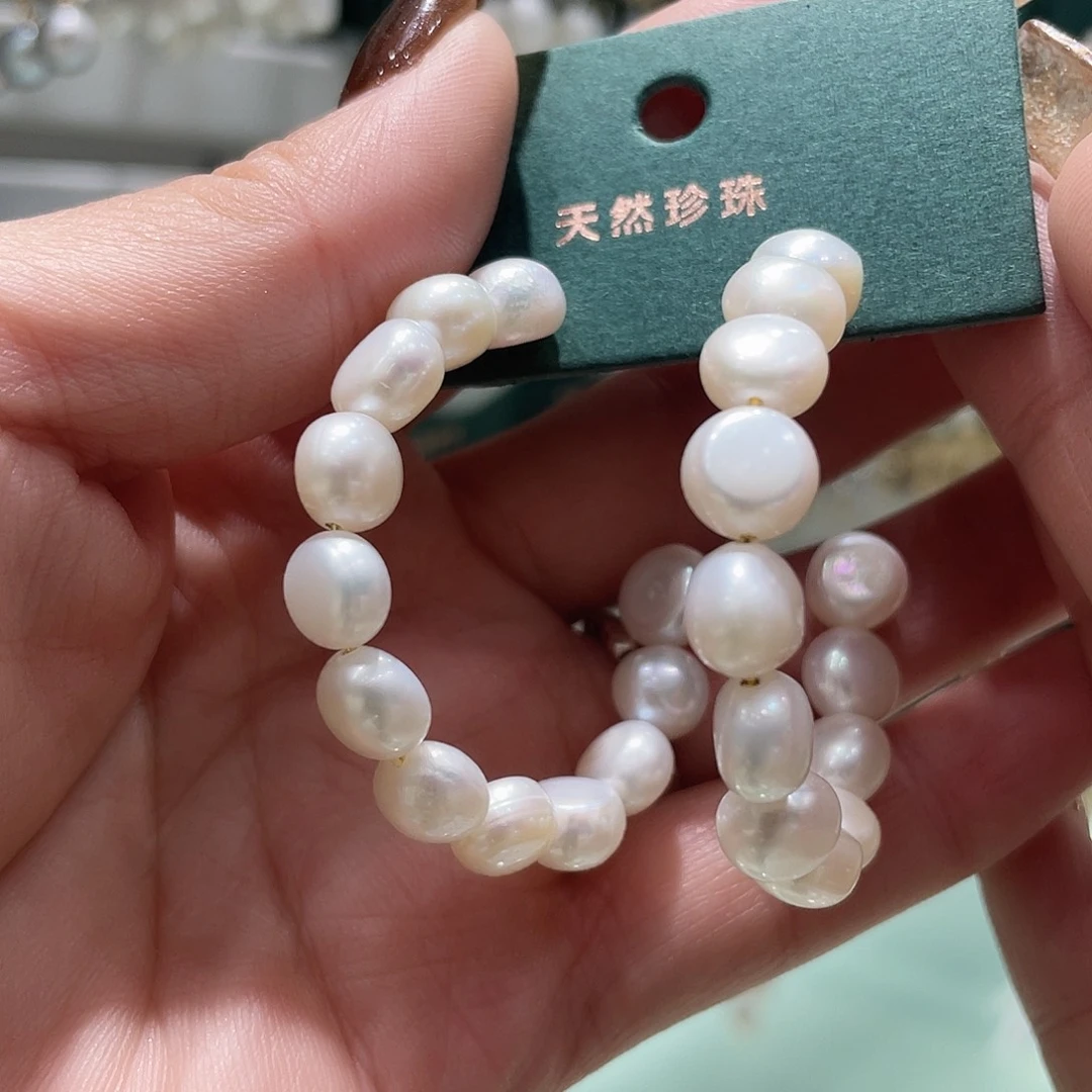 耳饰银S925镶嵌淡水珍珠