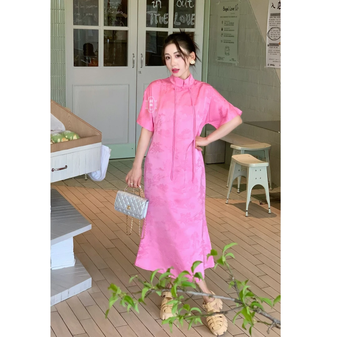 【囍番山·夏】浪漫山樱·樱花粉少女感·改良旗袍