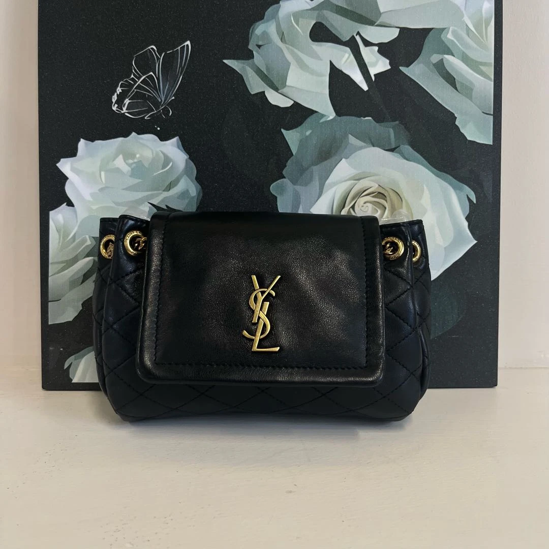 95新 YSL/圣罗兰 黑金洛丽塔链条包/6529