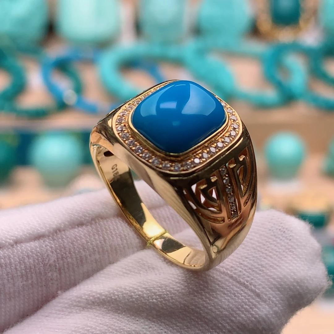 绿松石珠宝奇石18K金镶嵌