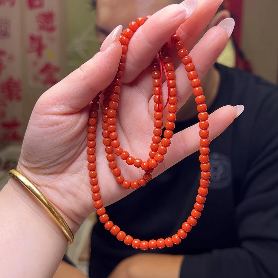 南红玛瑙未镶嵌5mm阿东寨亮光老型多圈