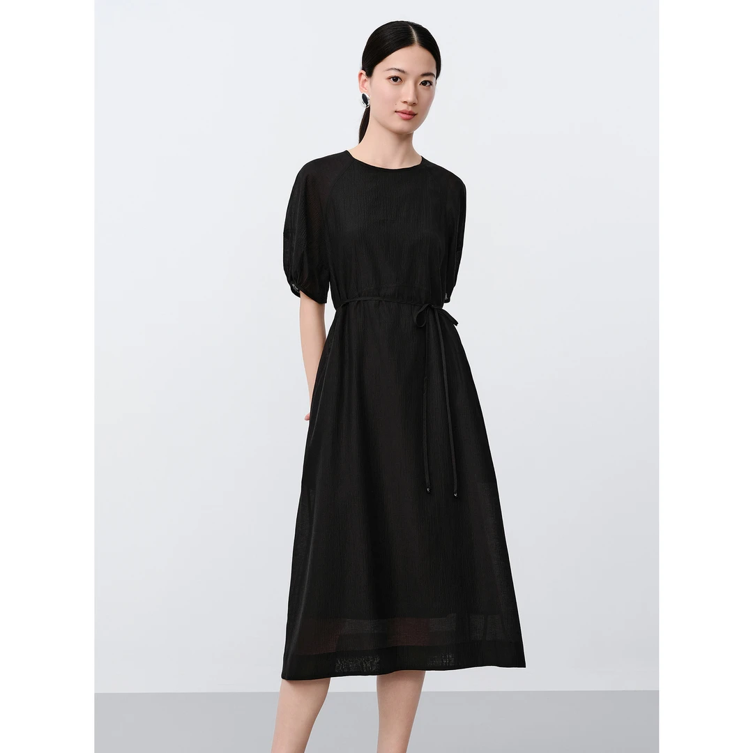 【羊羊专属】玖姿安娜蔻JTEX50051珠光肌理收腰垂坠连衣裙2024