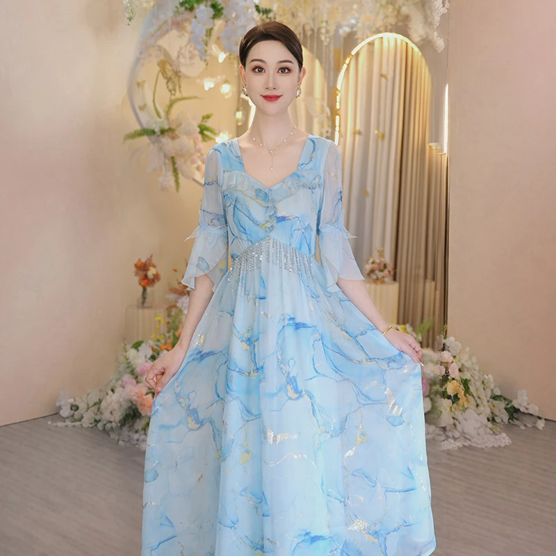 现货【碎光织夏】2025春夏新款仙气优雅高贵气质连衣裙OHDRI03122