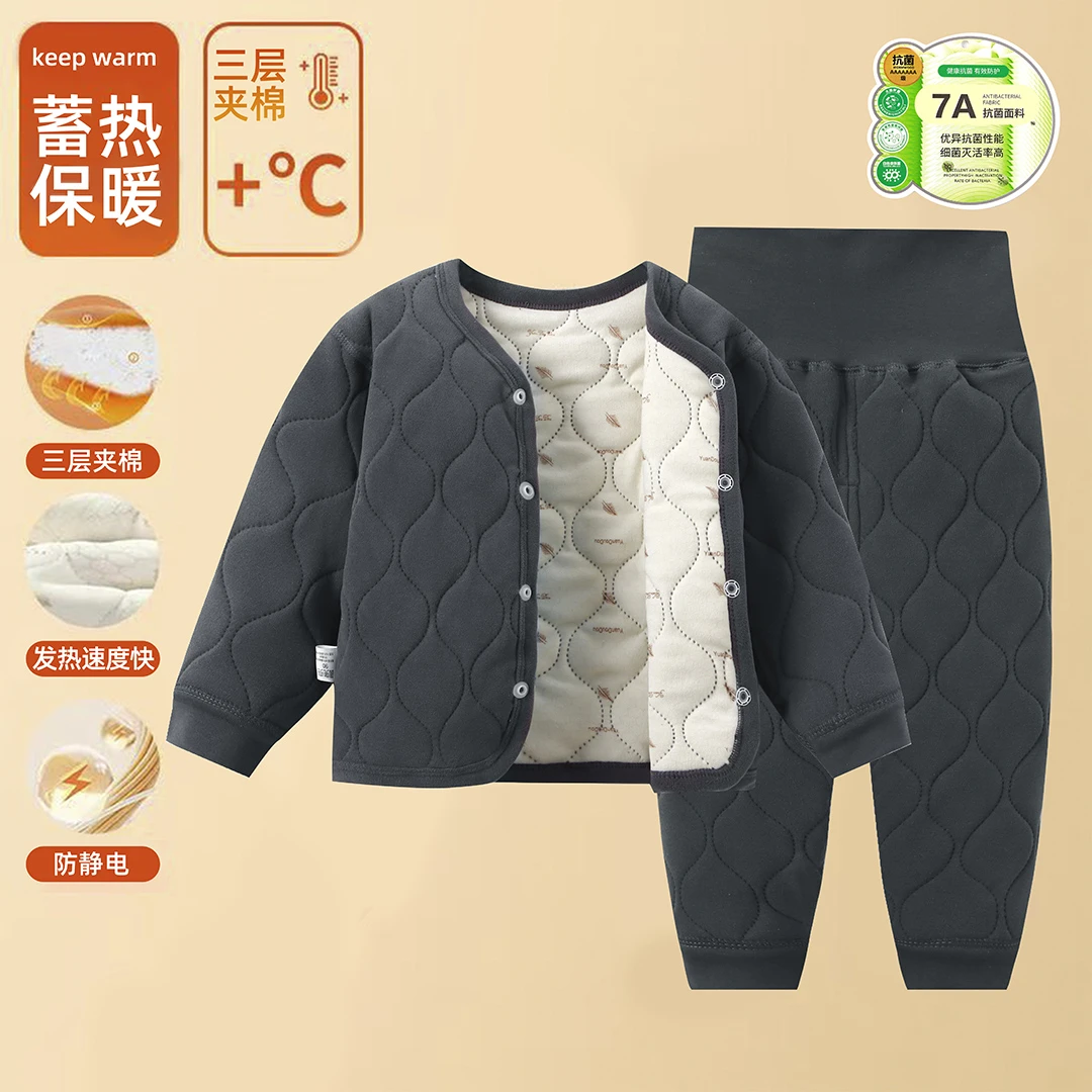 温变校服神器秋冬男女儿童无骨套装宝宝内穿棉衣加厚保暖高腰棉服