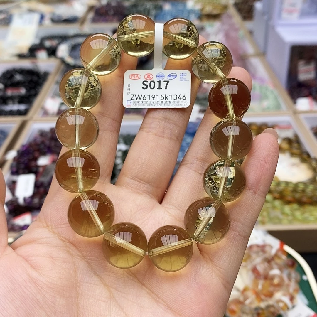 水晶手链未镶嵌柠**?S017黄水晶15+