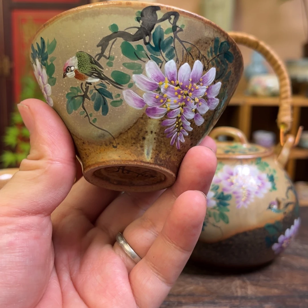 杯柴烧手工手绘陶瓷