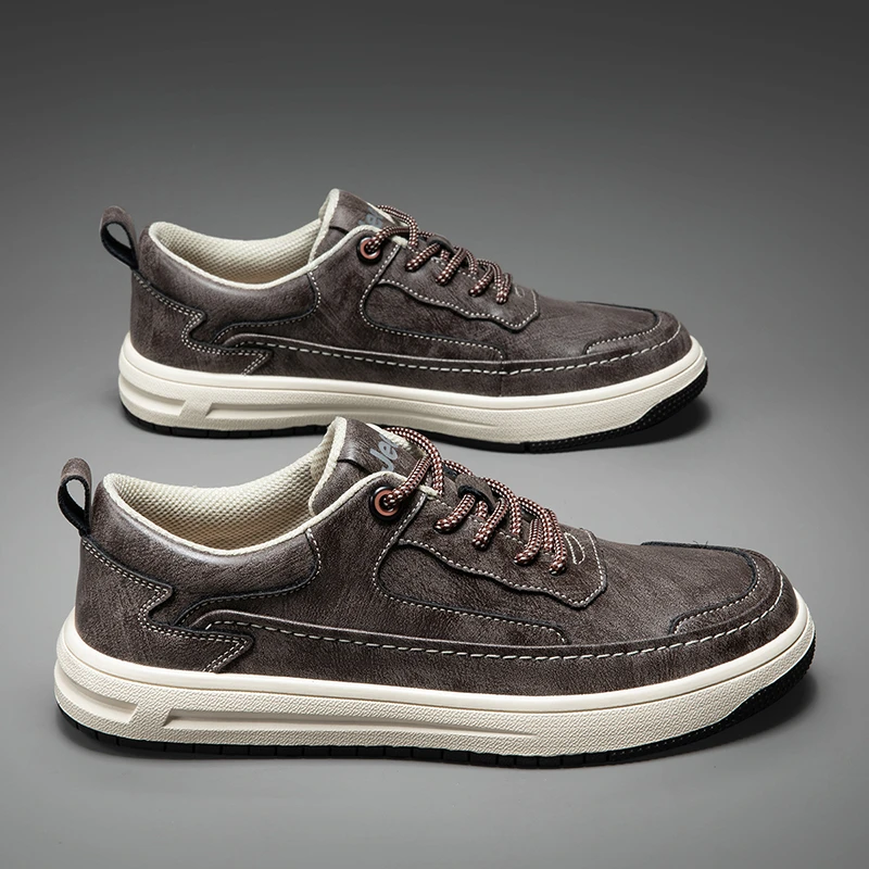 Jeep吉普真皮男鞋2025新款英伦百搭休闲皮鞋男士春季软底运动板鞋