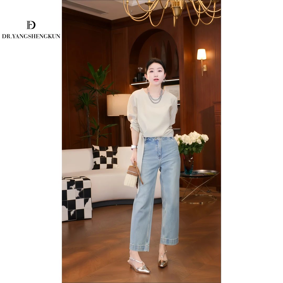 DR杨圣坤2025夏季土耳其进口面料复古休闲直筒牛仔裤女B2504-0211