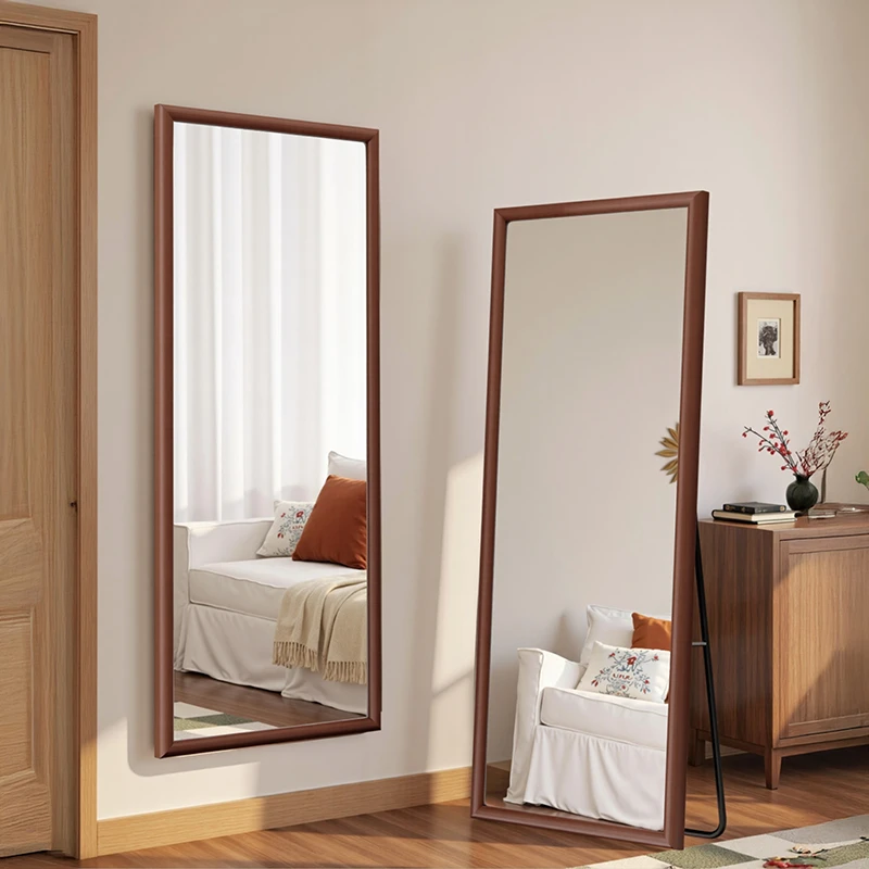 中古风实木全身镜穿衣镜家用女生卧室高级感落地镜可挂可立试衣镜