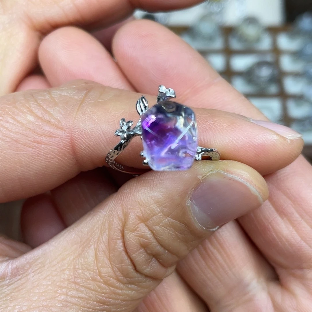 【闪购商品】银S925镶嵌珠宝半成品水晶戒指