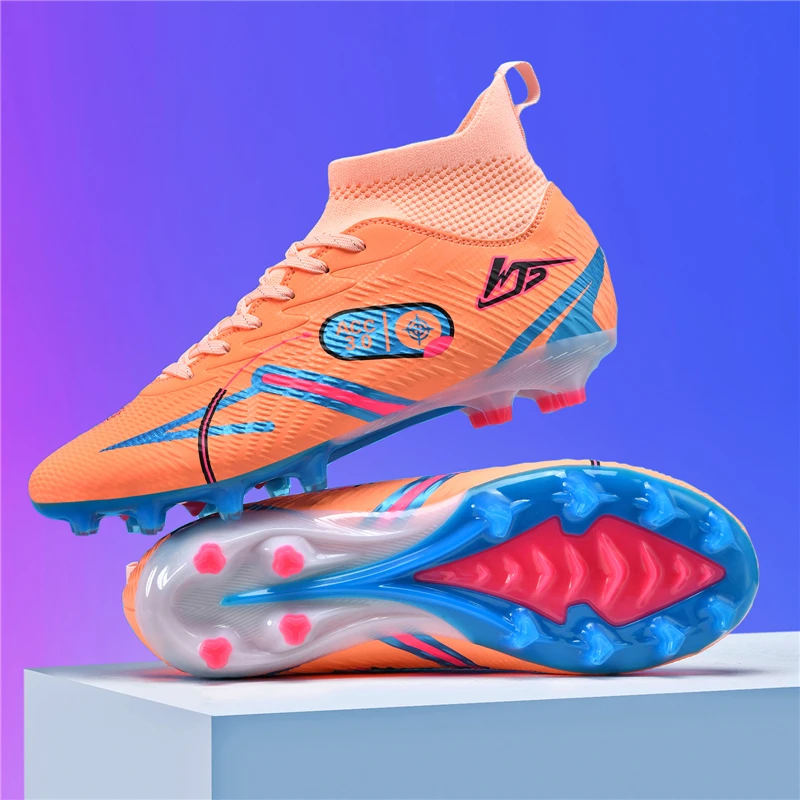 耐磨缓震足球鞋高帮学生青少年碎钉短钉ag长钉防滑足球训练鞋草地
