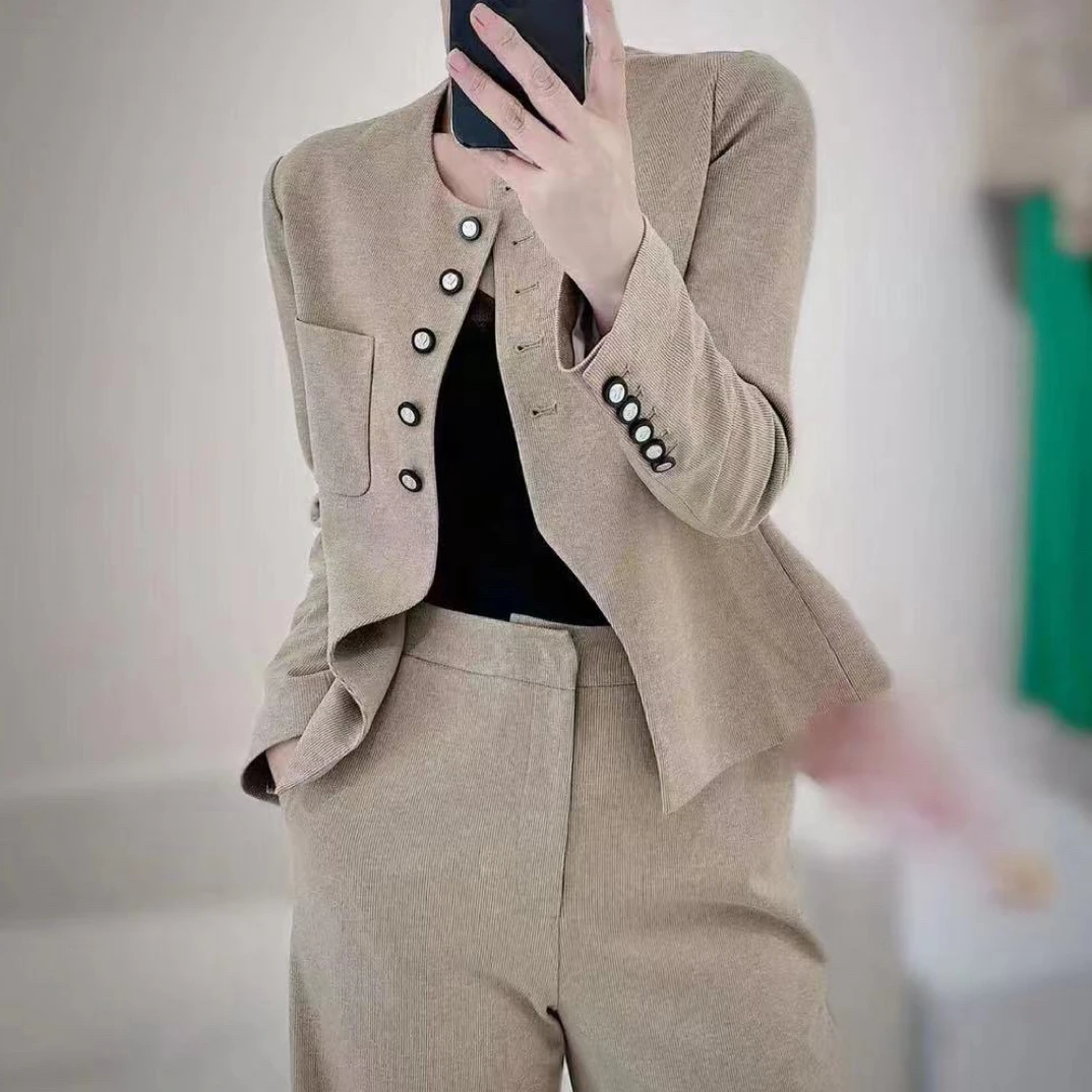 气质秋季女士真皮设计感通勤轻奢秋冬新款套装