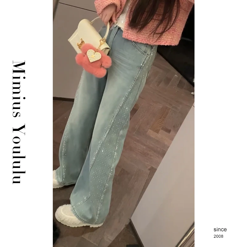 【mimius】&喵喵 25春夏烫钻分割牛仔裤 汉服()WF12089