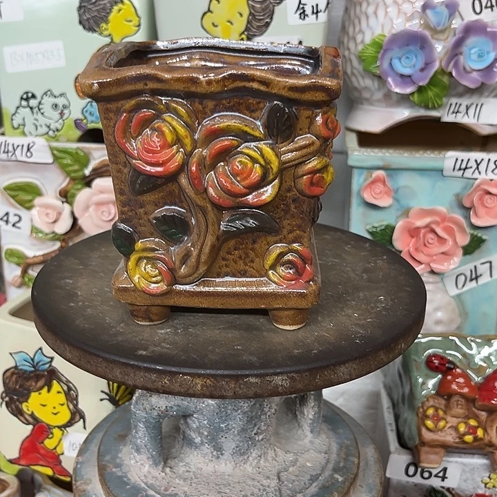 紫砂花盆粗陶材质多肉花盆开播福利