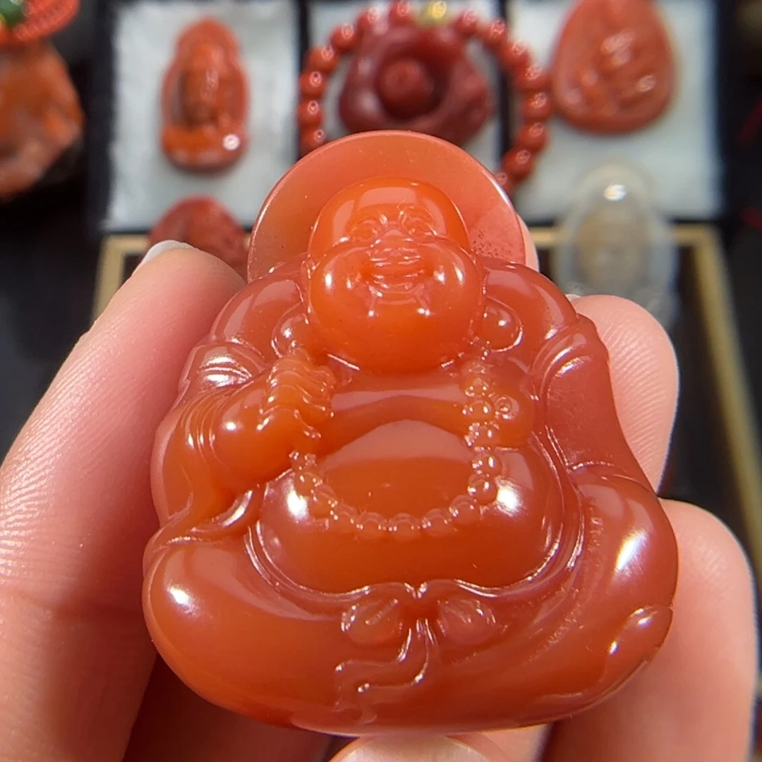南红玛瑙未镶嵌笑口常开弥勒36.6*31.3