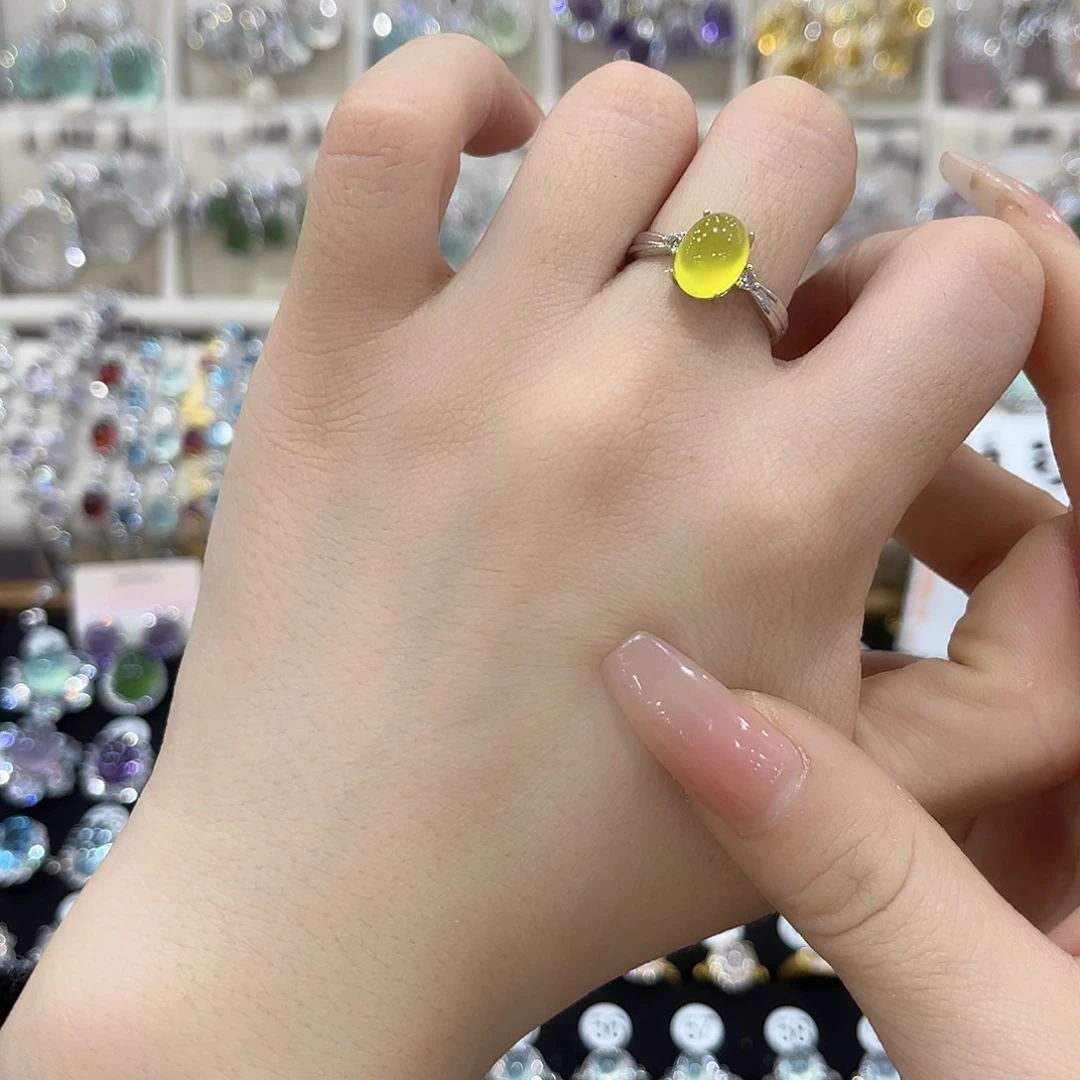 蛇纹石玉银S925镶嵌戒指