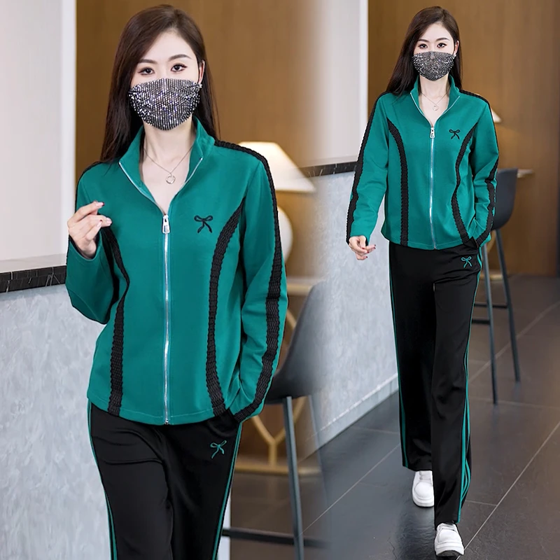 NSY 时尚休闲运动套装2025春新款显瘦减龄立领卫衣开衫裤子两件套