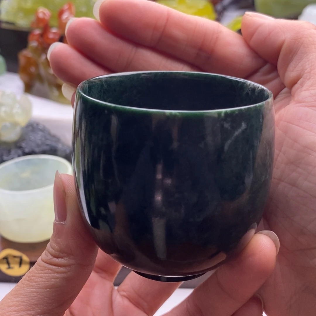 岫玉未镶嵌四大名玉茶杯120cc