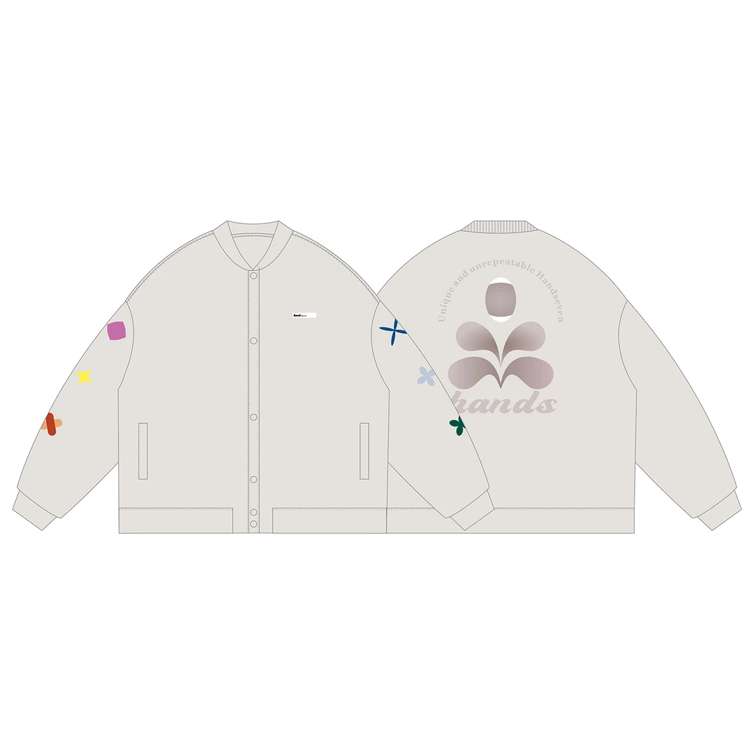 HandSeven美式复古字母刺绣棉服重磅卫衣ins潮春秋高街痞帅宽外套