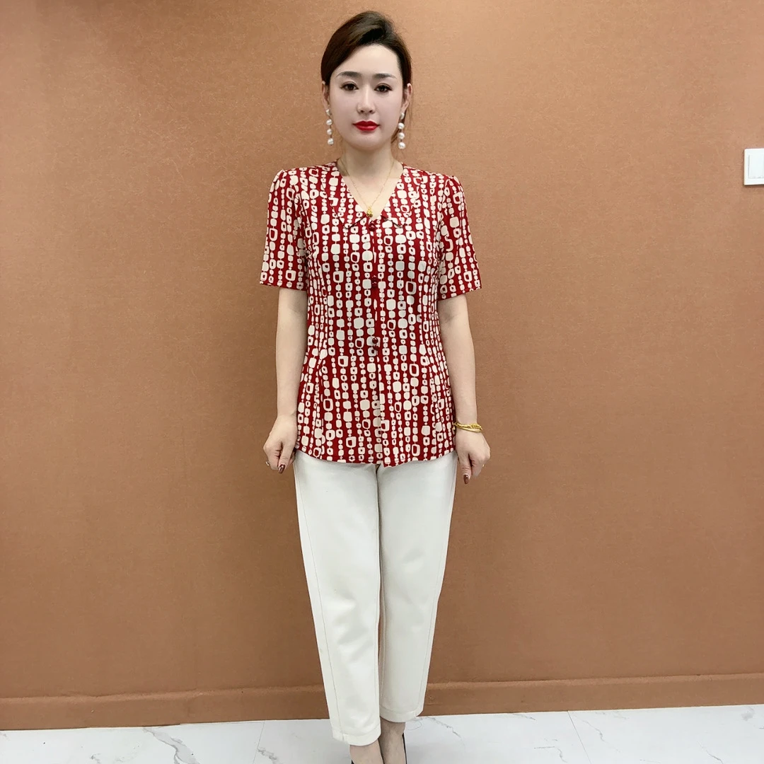 夏季新款母亲节国风宽松中老年女装洋气时尚小衫减龄显瘦妈妈装