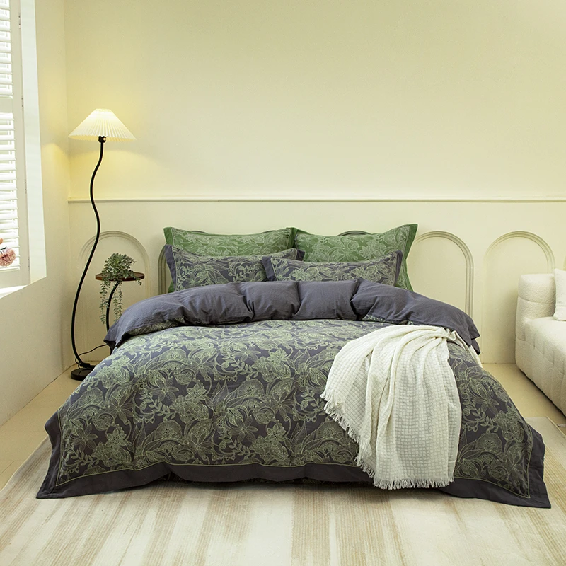 【有斐家居】双层纱色织罗曼贴边嵌条款四件套