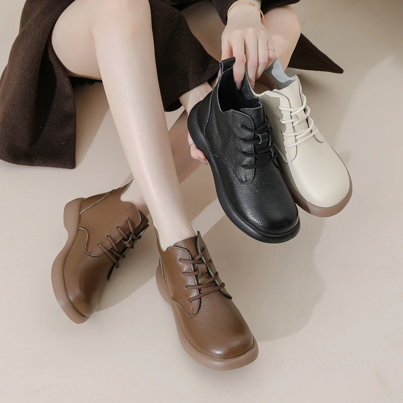 头层牛皮靴子女2025新款秋冬单靴真皮软底加绒短靴舒适中年妈妈鞋