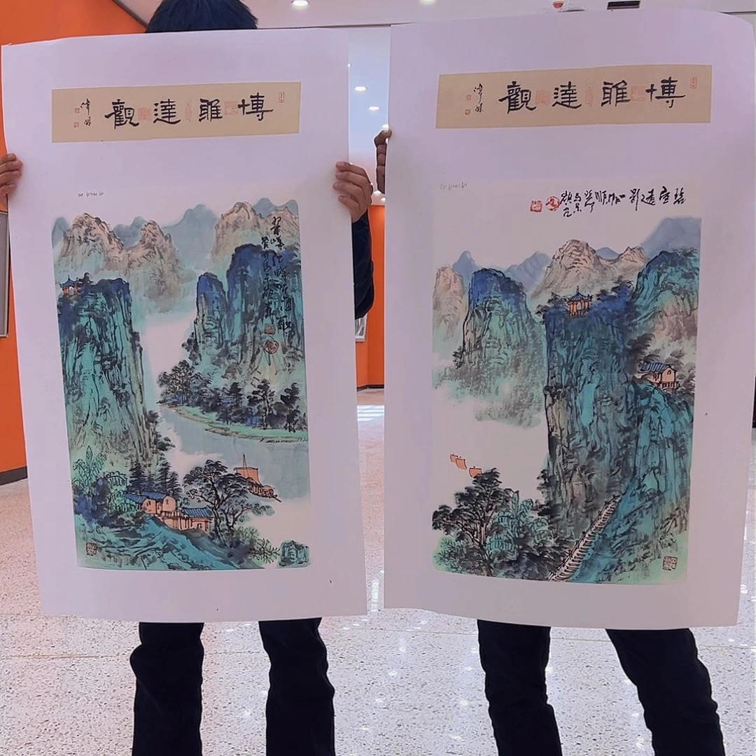 国画马景岭预展原作带授权视频合影证书