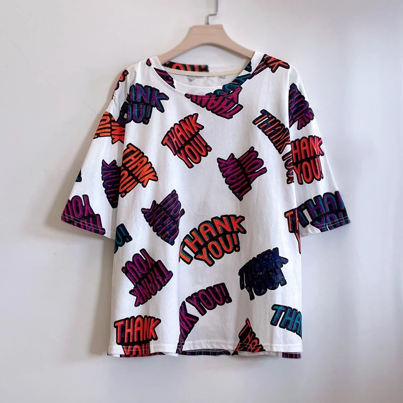 年轻中年妈妈装夏季显瘦休闲遮肉大码短袖棉T恤2025新款YX105650