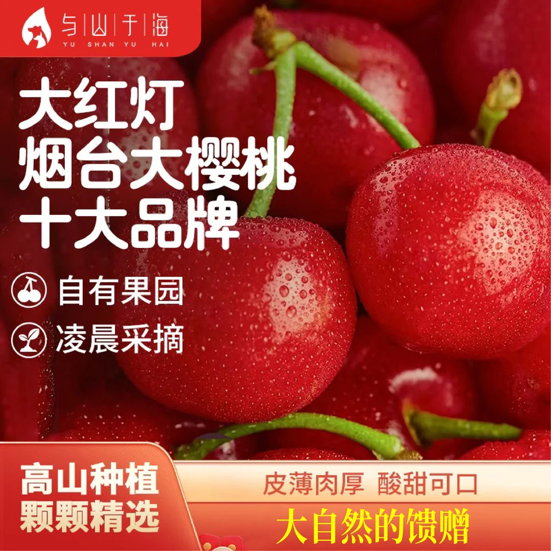 助农露天红灯【软糯酸甜口】山东烟台大樱桃车厘子新鲜水果3-5斤
