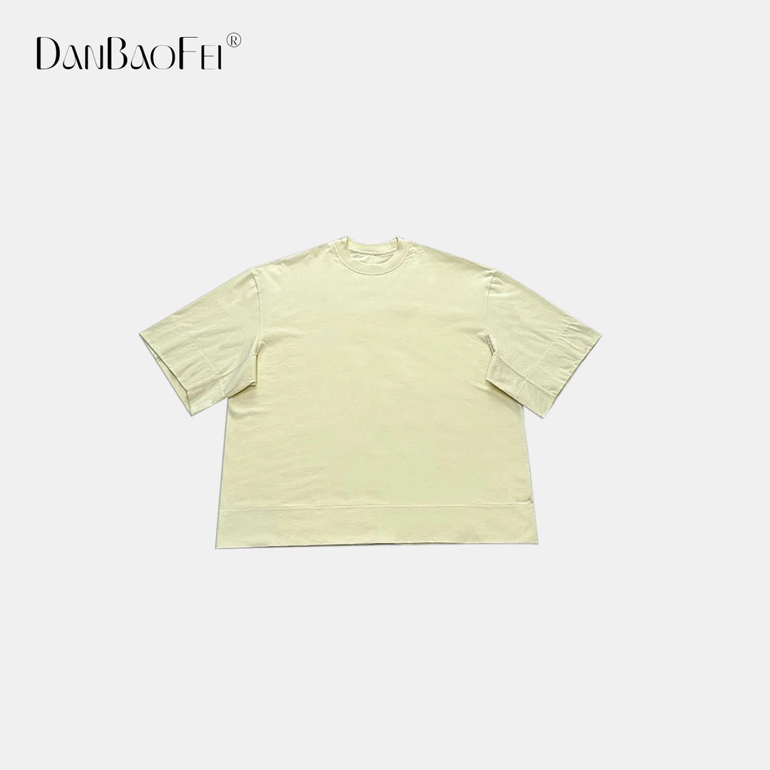 nannan 平平无奇廊形棉质后中缝短袖T恤  YLM001173