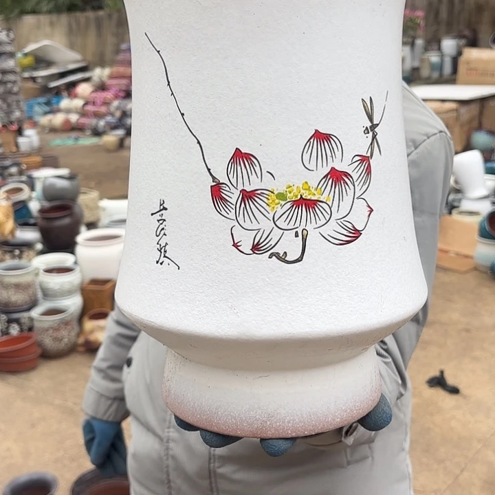 红陶手绘口径20高度30