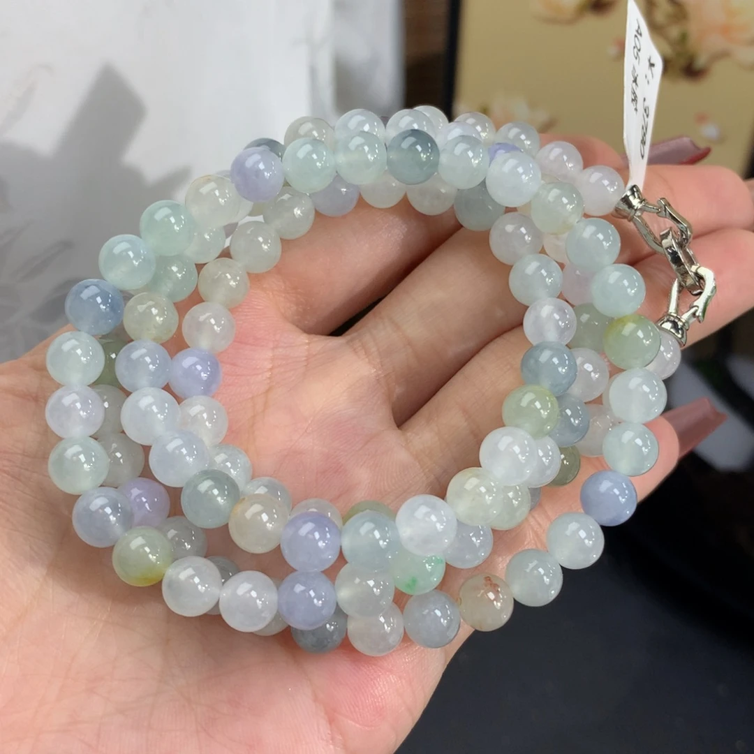 翡翠手链未镶嵌卡6.6冰胶马卡龙项链