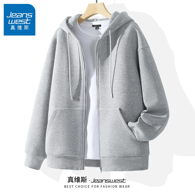 真维斯慵懒风外套男女款春秋季宽松休闲百搭外衣潮流纯色连帽夹克