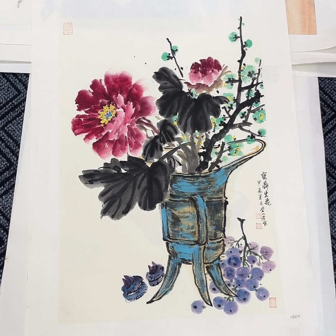 国画叶成兰老师四尺三开冯