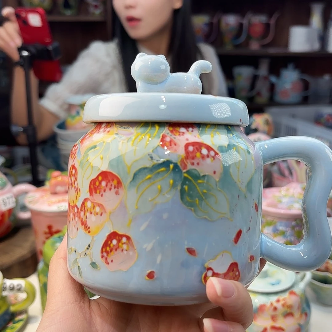 瓷片景德镇手绘高温釉下彩陶瓷茶具