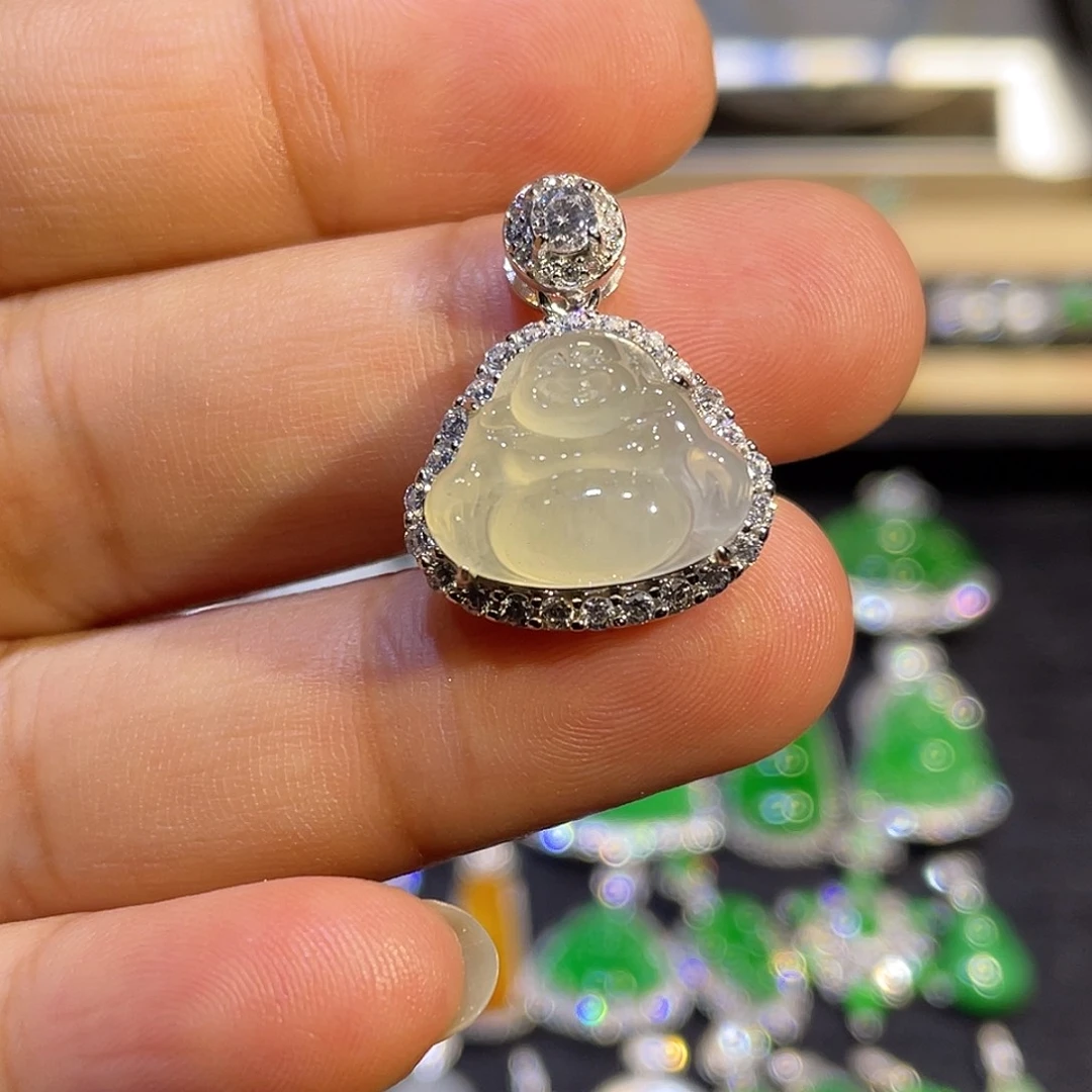 翡翠银S925镶嵌吊坠(不含链)